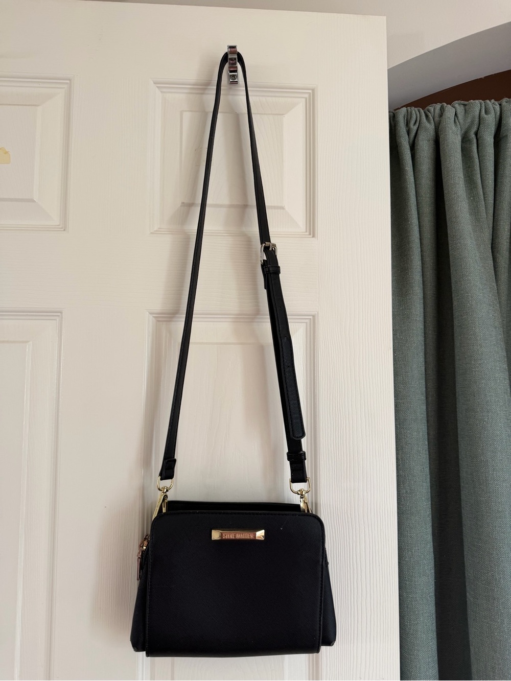 Black Crossbody Bag with Gold Accents - Everyday Sleek Carry